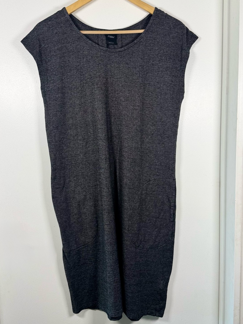 Nau heathered charcoal cap-sleeve shift dress Women’s Large Eco Fashion Active